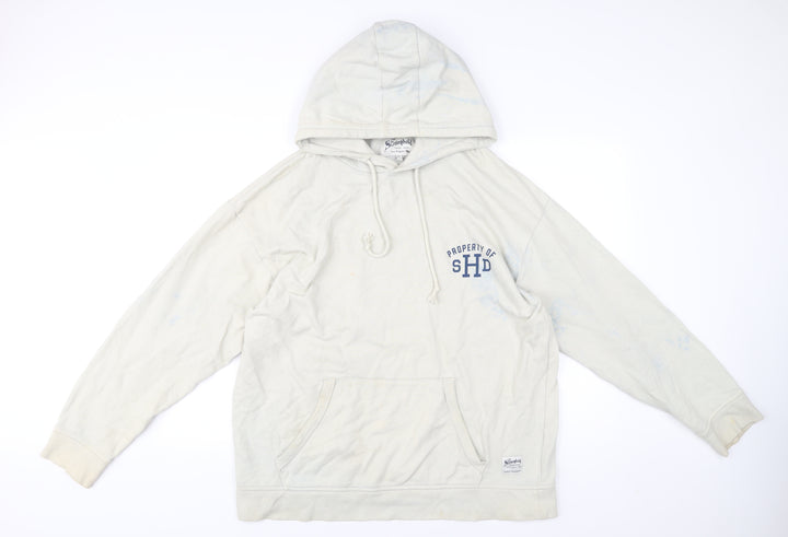 The Stronghold Men’s Ivory Pullover Hoodie XL Graphic Print Cotton