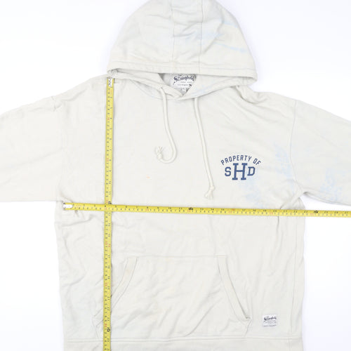 The Stronghold Men’s Ivory Pullover Hoodie XL Graphic Print Cotton