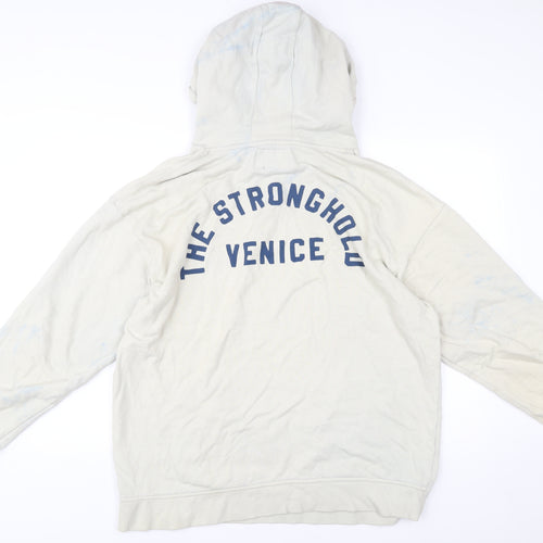 The Stronghold Men’s Ivory Pullover Hoodie XL Graphic Print Cotton