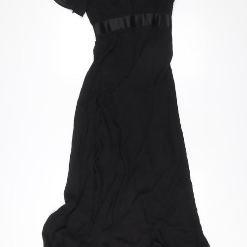 Ever Pretty Women’s Black Size 6 Maxi Evening Dress V-Neck Flutter Sleeve
