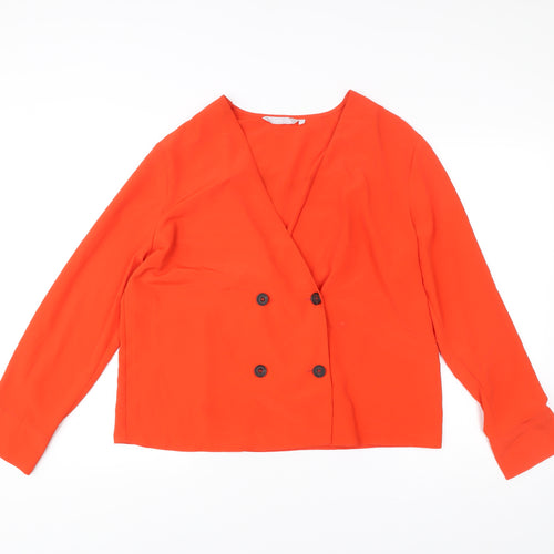 Red Herring Womens Red Blazer Jacket Size 16 Buttoned Cropped