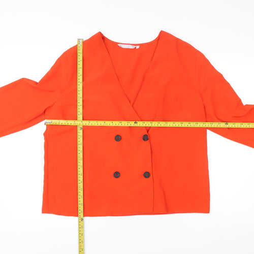 Red Herring Womens Red Blazer Jacket Size 16 Buttoned Cropped
