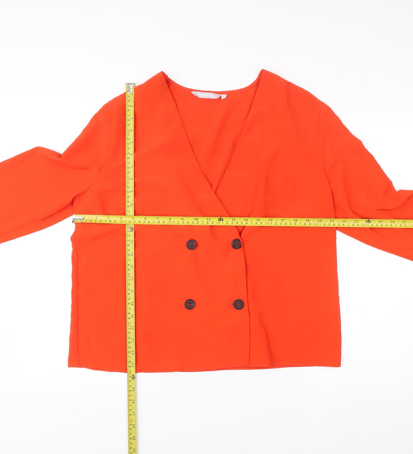 Red Herring Womens Red Blazer Jacket Size 16 Buttoned Cropped