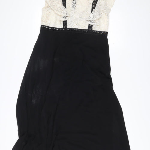 Little Mistress Women’s Black White Lace Midi A-Line Maternity Dress Size 12
