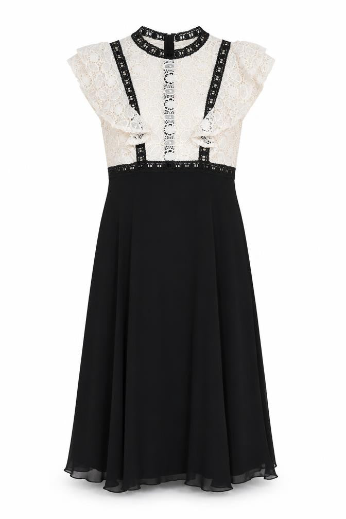 Little Mistress Women’s Black White Lace Midi A-Line Maternity Dress Size 12