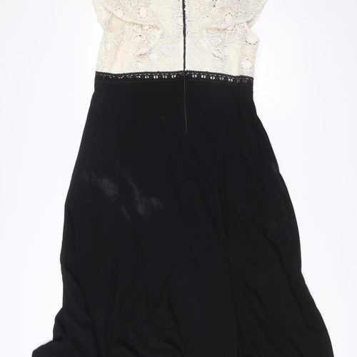 Little Mistress Women’s Black White Lace Midi A-Line Maternity Dress Size 12