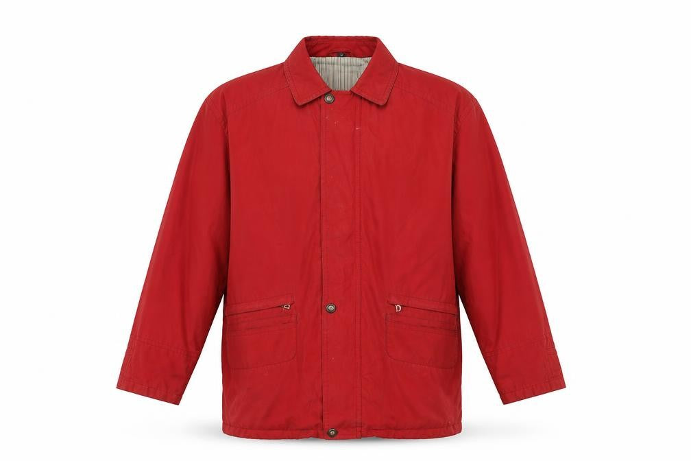 Front view of Dannimac Men’s Red Rain Coat Jacket M Regular Fit Mid-Length