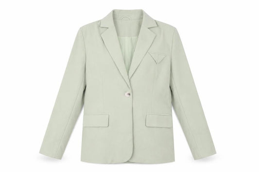 Front view of 4th & Reckless Women’s Green, size UK 12, Single-Breasted Blazer Jacket