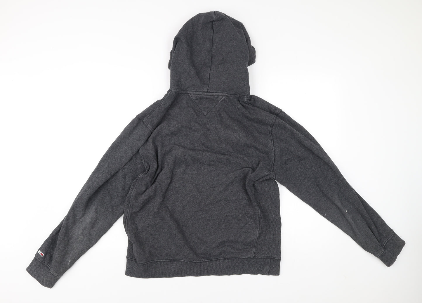 Tommy Jeans Men’s Grey Pullover Hoodie L Logo Cotton Blend