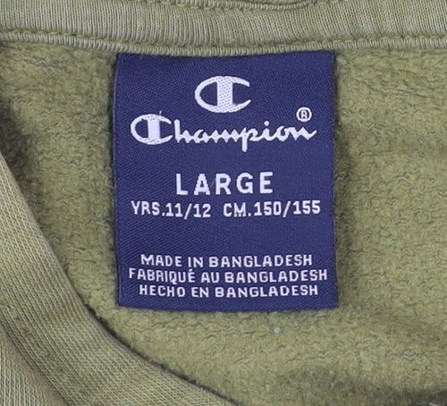 Champion Boys Green Pullover Hoodie 11-12 Yrs Regular Fit Logo Sportswear