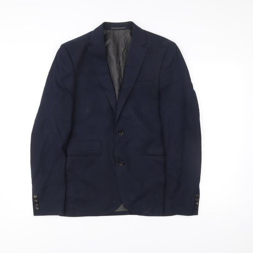 Next Men's Blue 36R Wool Blend Blazer Jacket Tailoring