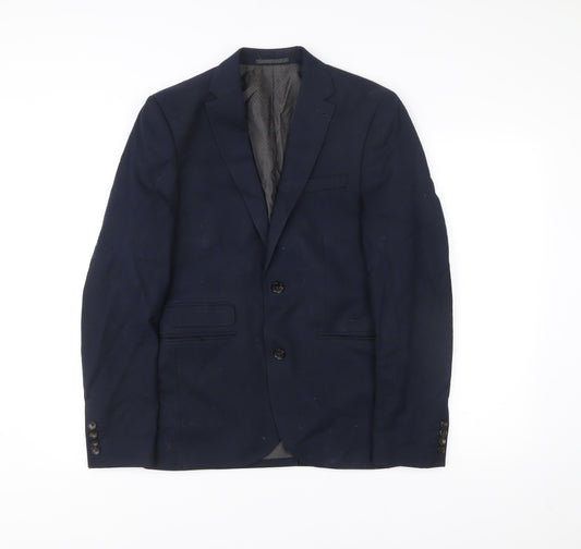 Next Men's Blue 36R Wool Blend Blazer Jacket Tailoring