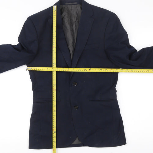Next Men's Blue 36R Wool Blend Blazer Jacket Tailoring