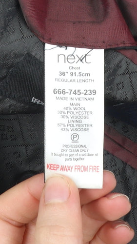 Next Men's Blue 36R Wool Blend Blazer Jacket Tailoring