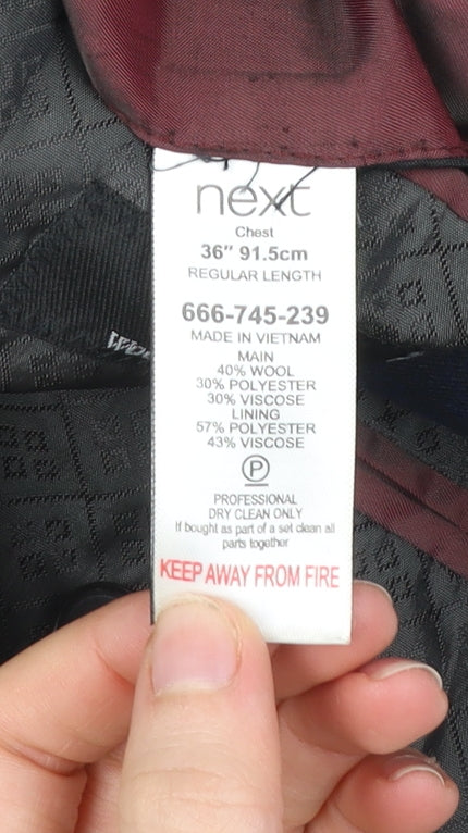 Next Men's Blue 36R Wool Blend Blazer Jacket Tailoring