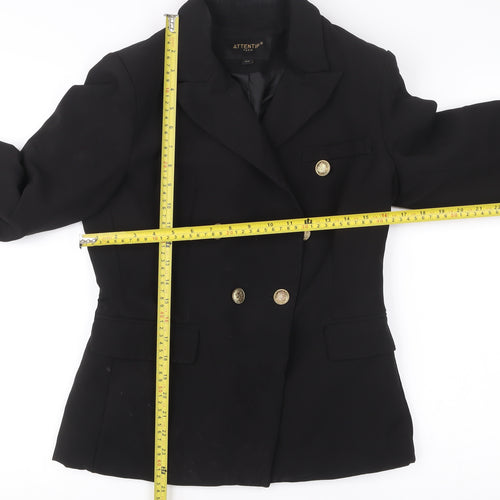 Attentif Paris Womens Black Size 12 Double-Breasted Suit Jacket