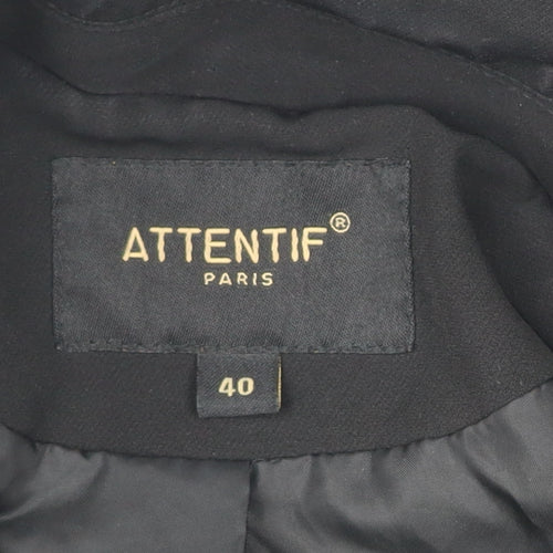 Attentif Paris Womens Black Size 12 Double-Breasted Suit Jacket