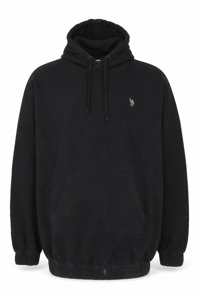 Front view of U.S. Polo Assn. Men's Black XL Pullover Hoodie with Logo