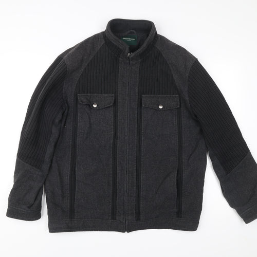 Greenwoods Mens Black Wool Blend Zip Jacket Size L Casual Workwear