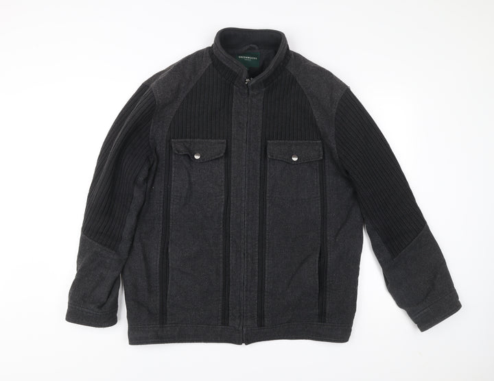 Greenwoods Mens Black Wool Blend Zip Jacket Size L Casual Workwear