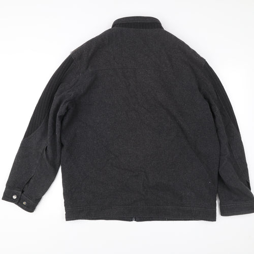 Greenwoods Mens Black Wool Blend Zip Jacket Size L Casual Workwear