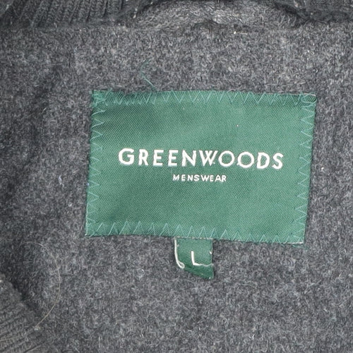 Greenwoods Mens Black Wool Blend Zip Jacket Size L Casual Workwear