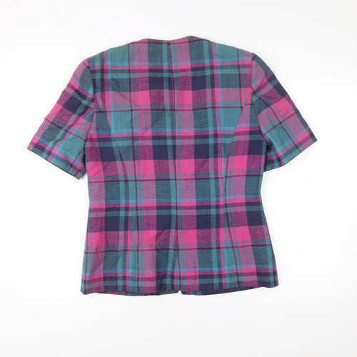 SPICE Women’s Multicoloured Plaid Blazer Size 14 Short Sleeve