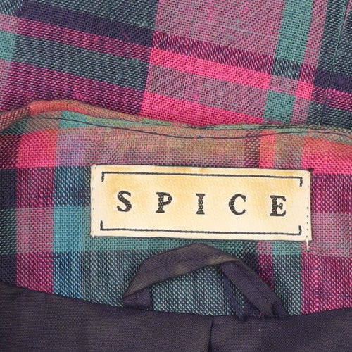 SPICE Women’s Multicoloured Plaid Blazer Size 14 Short Sleeve