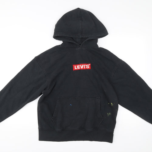 Levi's Men's Black Relaxed Fit Pullover Hoodie M Logo Fleece