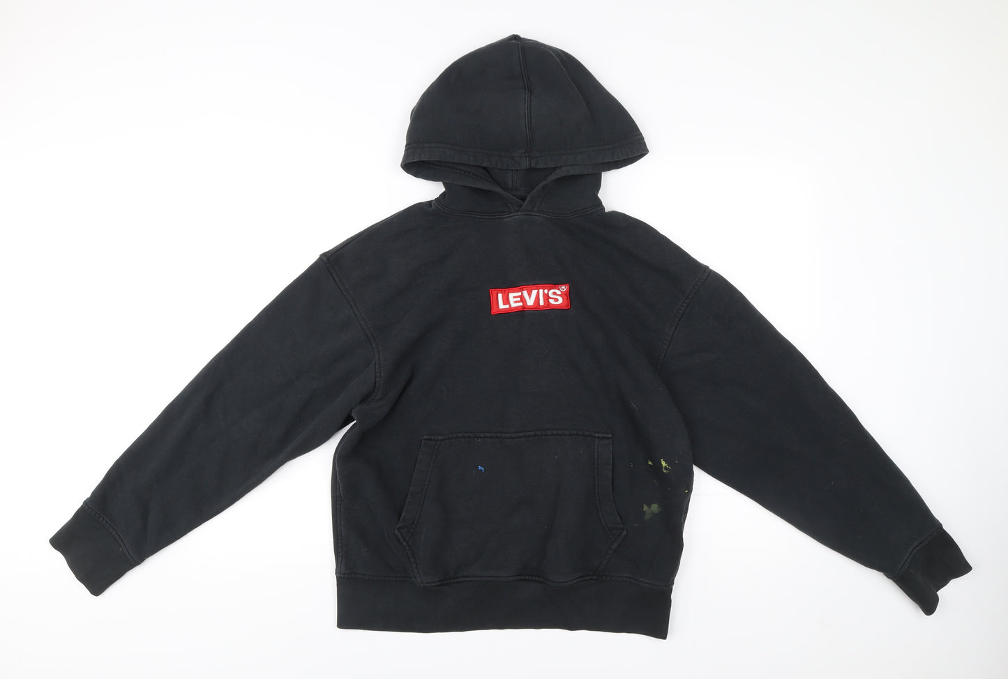 Levi's Men's Black Relaxed Fit Pullover Hoodie M Logo Fleece