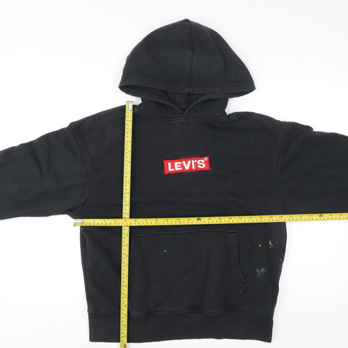 Levi's Men's Black Relaxed Fit Pullover Hoodie M Logo Fleece