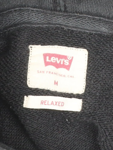 Levi's Men's Black Relaxed Fit Pullover Hoodie M Logo Fleece
