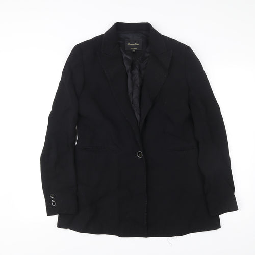 Massimo Dutti Womens Black Size 14 Tailored Notch Lapel Blazer Jacket