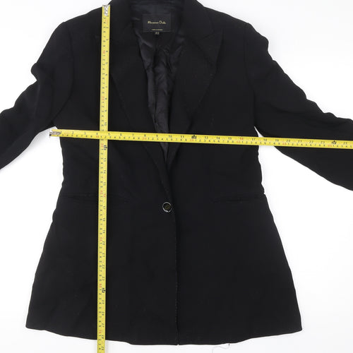 Massimo Dutti Womens Black Size 14 Tailored Notch Lapel Blazer Jacket