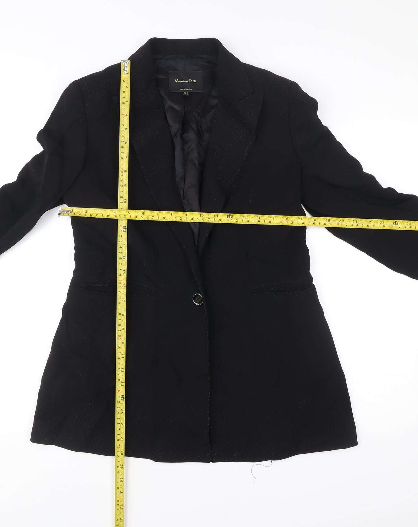 Massimo Dutti Womens Black Size 14 Tailored Notch Lapel Blazer Jacket