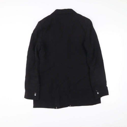 Massimo Dutti Womens Black Size 14 Tailored Notch Lapel Blazer Jacket