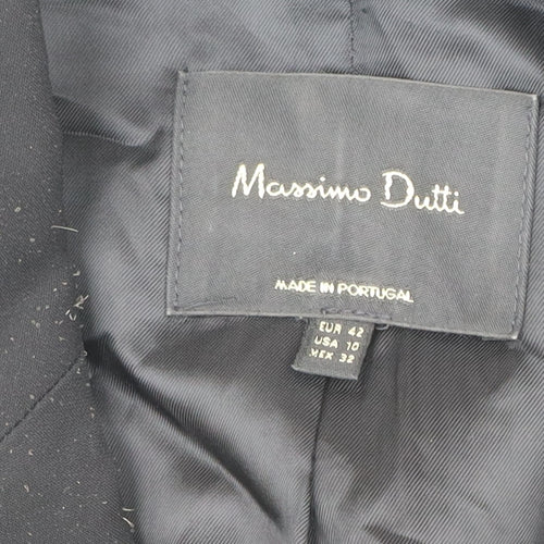 Massimo Dutti Womens Black Size 14 Tailored Notch Lapel Blazer Jacket