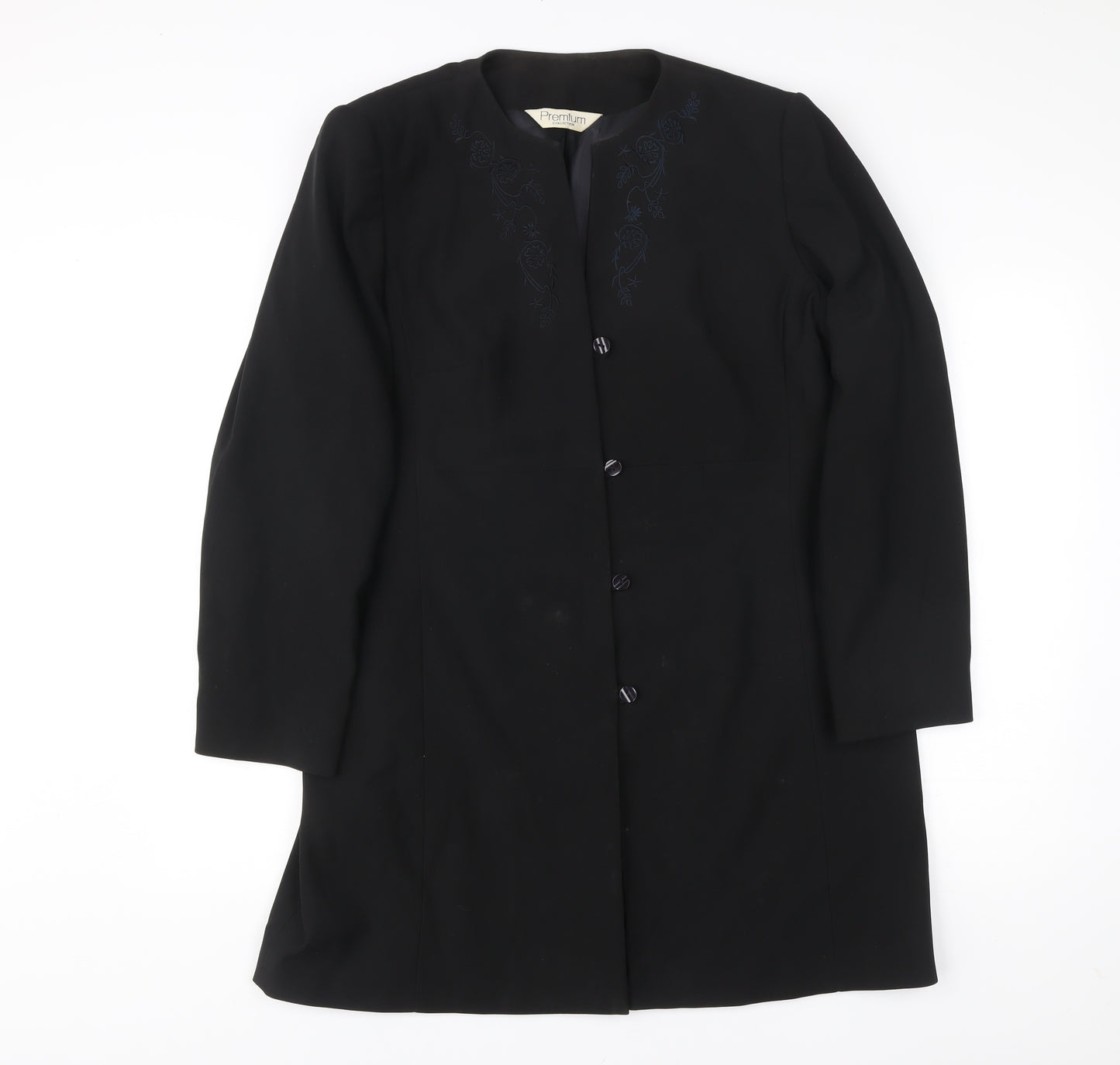 Premium Collection Women’s Black Long Coat UK 18 Overcoat Formal