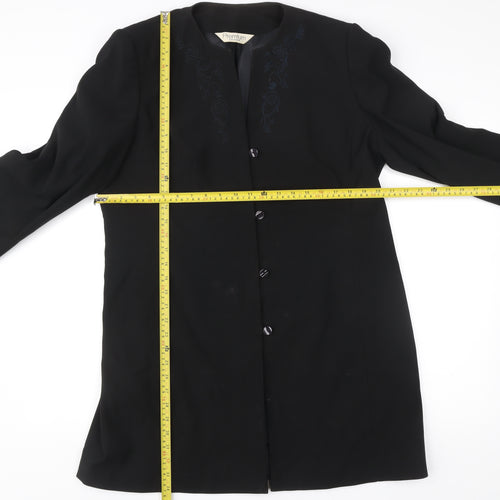 Premium Collection Women’s Black Long Coat UK 18 Overcoat Formal