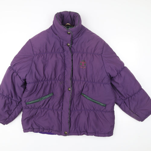 Skila Womens Purple Puffer Jacket Size 10 Winter Quilted Coat