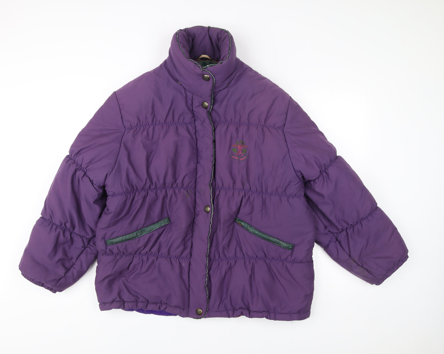 Skila Womens Purple Puffer Jacket Size 10 Winter Quilted Coat