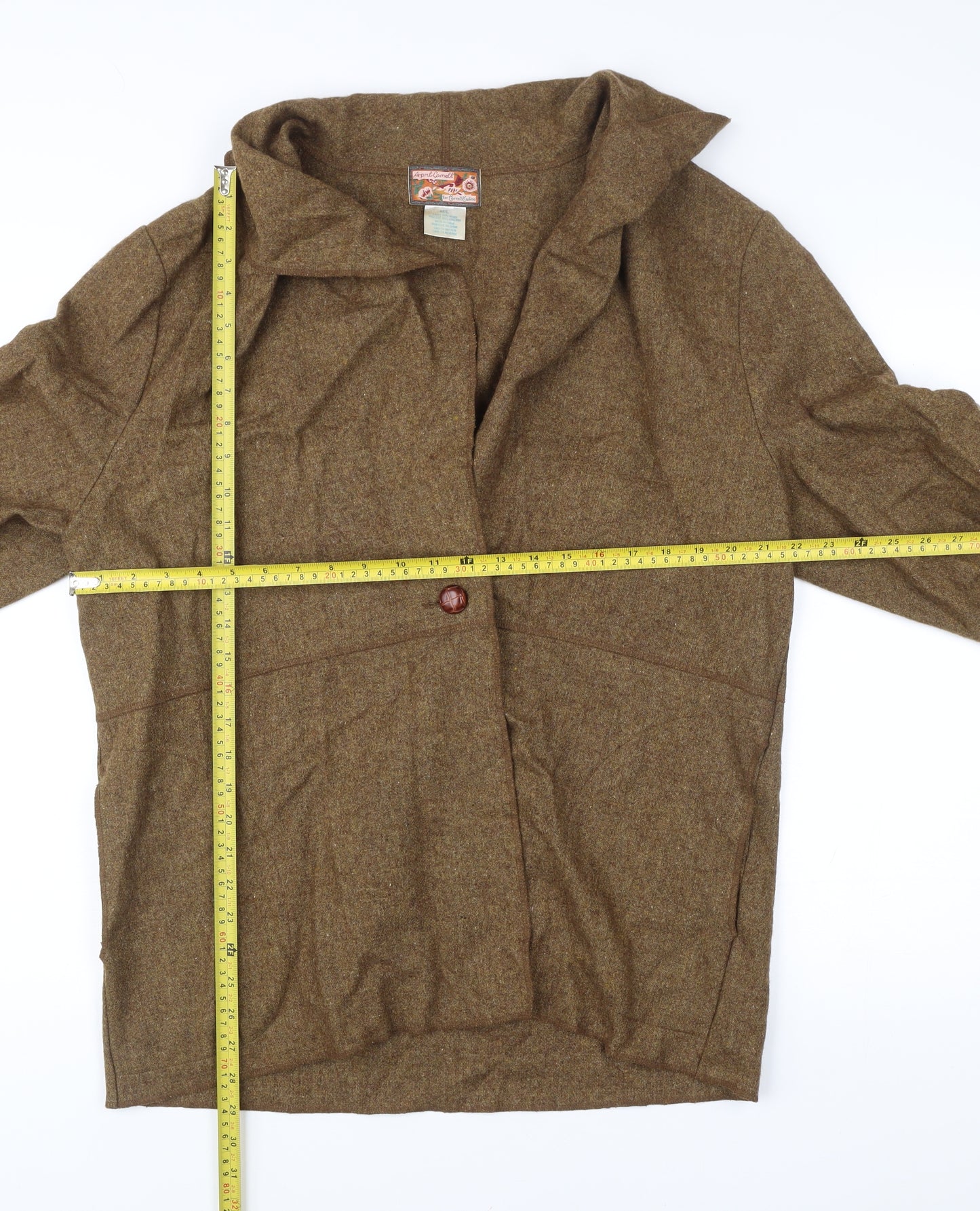 April Cornell Women Brown Wool Blend Blazer Jacket M Long Sleeve