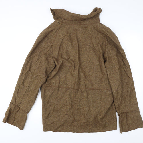 April Cornell Women Brown Wool Blend Blazer Jacket M Long Sleeve