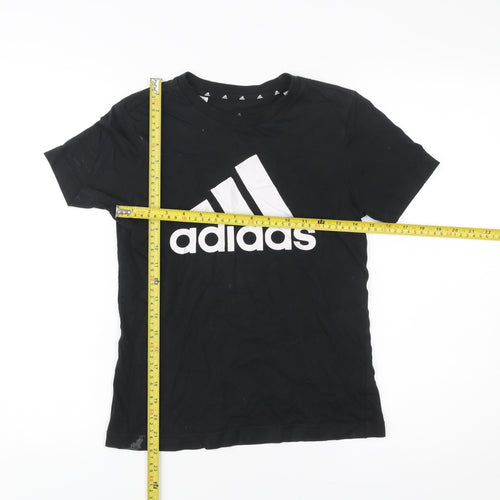 Adidas Boys Black Logo T-Shirt 11-12 Years Short Sleeve Sports Top