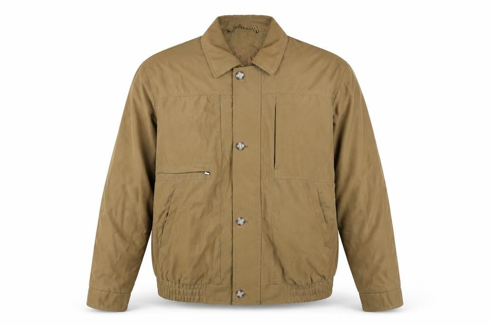 Front view of Men’s Beige Polyester Nylon Casual Jacket L 41-43in