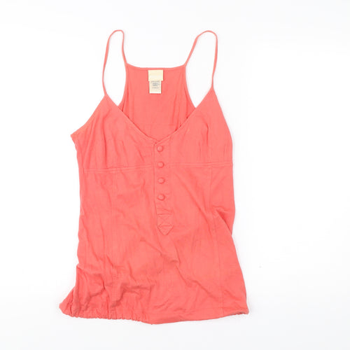 Diesel Womens Pink Cotton Spaghetti Strap V-Neck Tank Top M