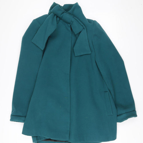 New Look Women’s Green Bow Tie Mid-Length Coat Size 12