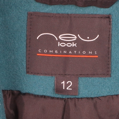 New Look Women’s Green Bow Tie Mid-Length Coat Size 12