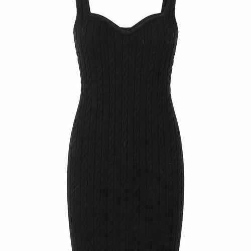 Boohoo Women’s Black Bodycon Cable Knit Dress UK 8 Sleeveless Party