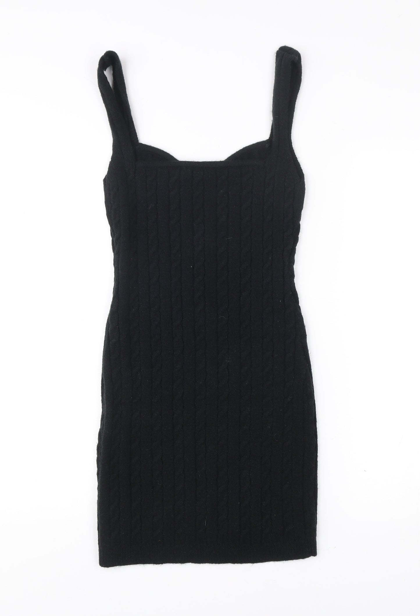 Boohoo Women’s Black Bodycon Cable Knit Dress UK 8 Sleeveless Party